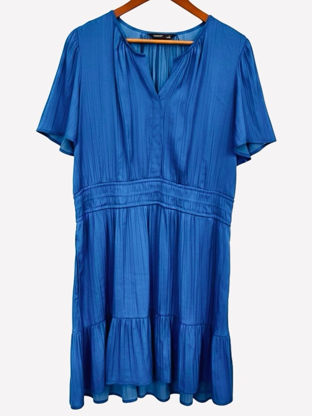 🔴 Simply Vera Vera Wang Blue Pleated Flutter Sleeve Mini Dress XL